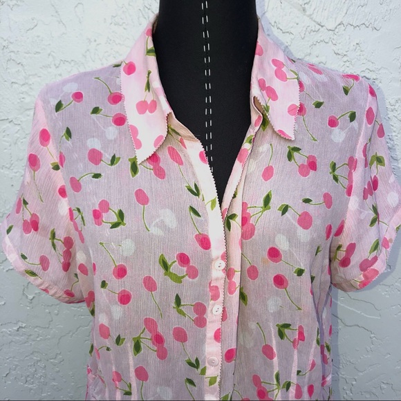 Rafaella silk pink berry crop button down blouse - Picture 2 of 11